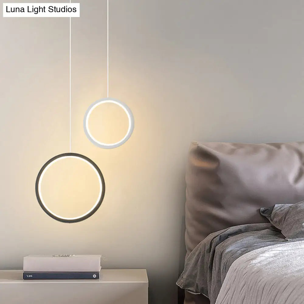 Sleek Metal LED Hanging Lamp Kit - Stylish Ring Pendant Light for Bedside Suspension