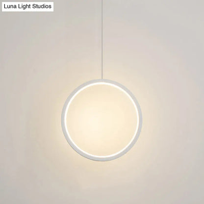 Sleek Metal LED Hanging Lamp Kit - Stylish Ring Pendant Light for Bedside Suspension