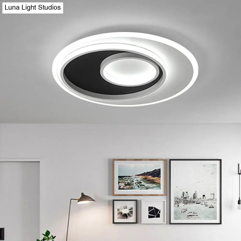 DecorBites™ DecorBites™ Sleek Metal Ring Flush Light: Black and White LED Ceiling Fixture