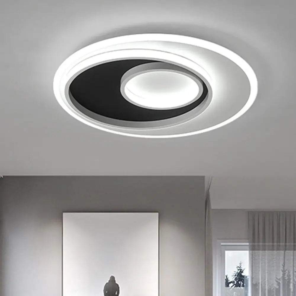 DecorBites™ DecorBites™ Sleek Metal Ring Flush Light: Black and White LED Ceiling Fixture