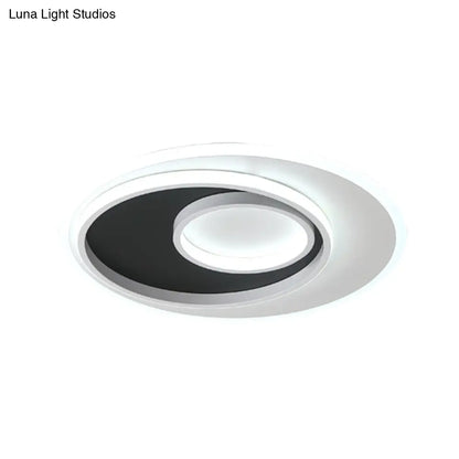 DecorBites™ DecorBites™ Sleek Metal Ring Flush Light: Black and White LED Ceiling Fixture