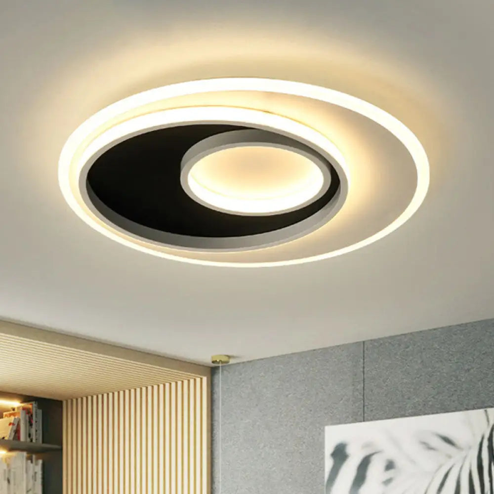 DecorBites™ DecorBites™ Sleek Metal Ring Flush Light: Black and White LED Ceiling Fixture