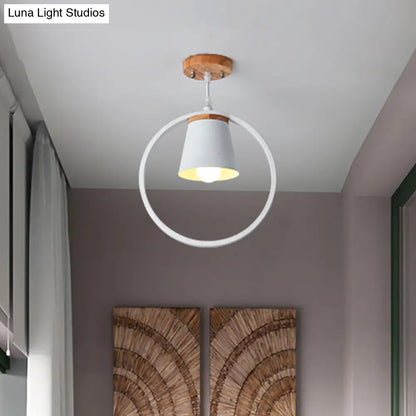 DecorBites™ DecorBites™ Sleek Metal Ring Semi Flushmount Fixture - Conic Shade Minimalism 1-Light Ceiling Flush Mount for Kitchen