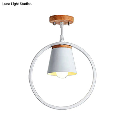 DecorBites™ DecorBites™ Sleek Metal Ring Semi Flushmount Fixture - Conic Shade Minimalism 1-Light Ceiling Flush Mount for Kitchen