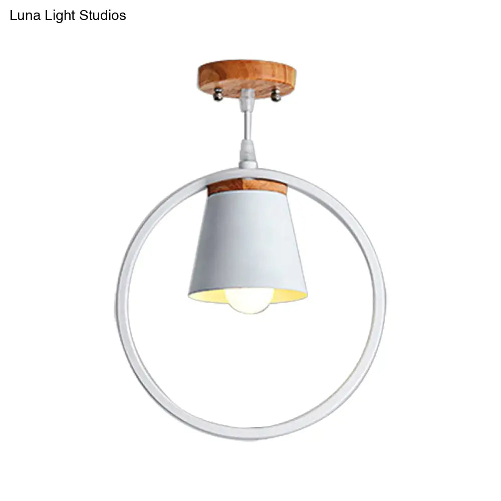 DecorBites™ DecorBites™ Sleek Metal Ring Semi Flushmount Fixture - Conic Shade Minimalism 1-Light Ceiling Flush Mount for Kitchen