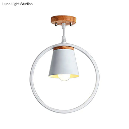 DecorBites™ DecorBites™ Sleek Metal Ring Semi Flushmount Fixture - Conic Shade Minimalism 1-Light Ceiling Flush Mount for Kitchen