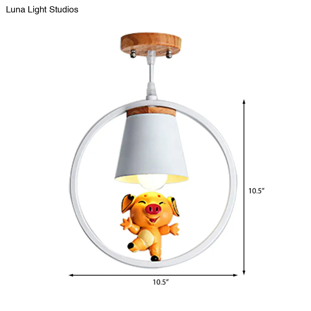 DecorBites™ DecorBites™ Sleek Metal Ring Semi Flushmount Fixture - Conic Shade Minimalism 1-Light Ceiling Flush Mount for Kitchen