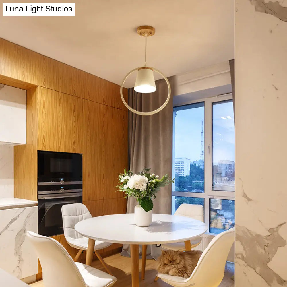 DecorBites™ DecorBites™ Sleek Metal Ring Semi Flushmount Fixture - Conic Shade Minimalism 1-Light Ceiling Flush Mount for Kitchen