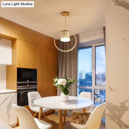 DecorBites™ DecorBites™ Sleek Metal Ring Semi Flushmount Fixture - Conic Shade Minimalism 1-Light Ceiling Flush Mount for Kitchen