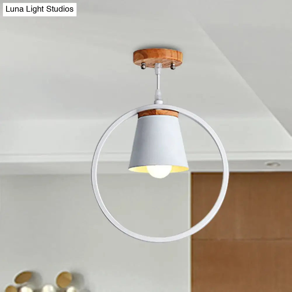 DecorBites™ DecorBites™ Sleek Metal Ring Semi Flushmount Fixture - Conic Shade Minimalism 1-Light Ceiling Flush Mount for Kitchen