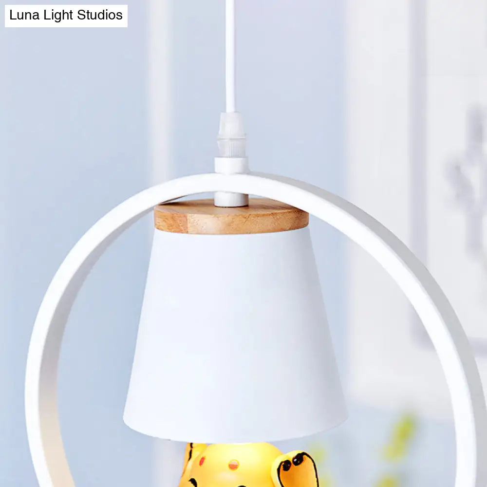 DecorBites™ DecorBites™ Sleek Metal Ring Semi Flushmount Fixture - Conic Shade Minimalism 1-Light Ceiling Flush Mount for Kitchen