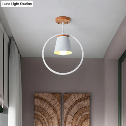 DecorBites™ DecorBites™ Sleek Metal Ring Semi Flushmount Fixture - Conic Shade Minimalism 1-Light Ceiling Flush Mount for Kitchen