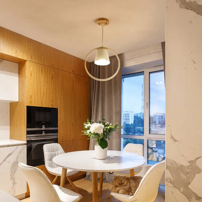 DecorBites™ DecorBites™ Sleek Metal Ring Semi Flushmount Fixture - Conic Shade Minimalism 1-Light Ceiling Flush Mount for Kitchen