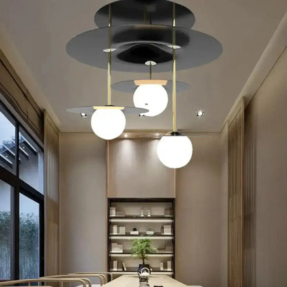 DecorBites™ DecorBites™ Sleek Metal Semi Flush Light with 3-Head Design: Modern Black Ceiling Lighting featuring Opal Glass Shade