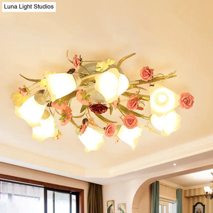 DecorBites™ DecorBites™ Sleek Metal Spiral Ceiling Light with Korean Flower Design - Ideal for Living Room