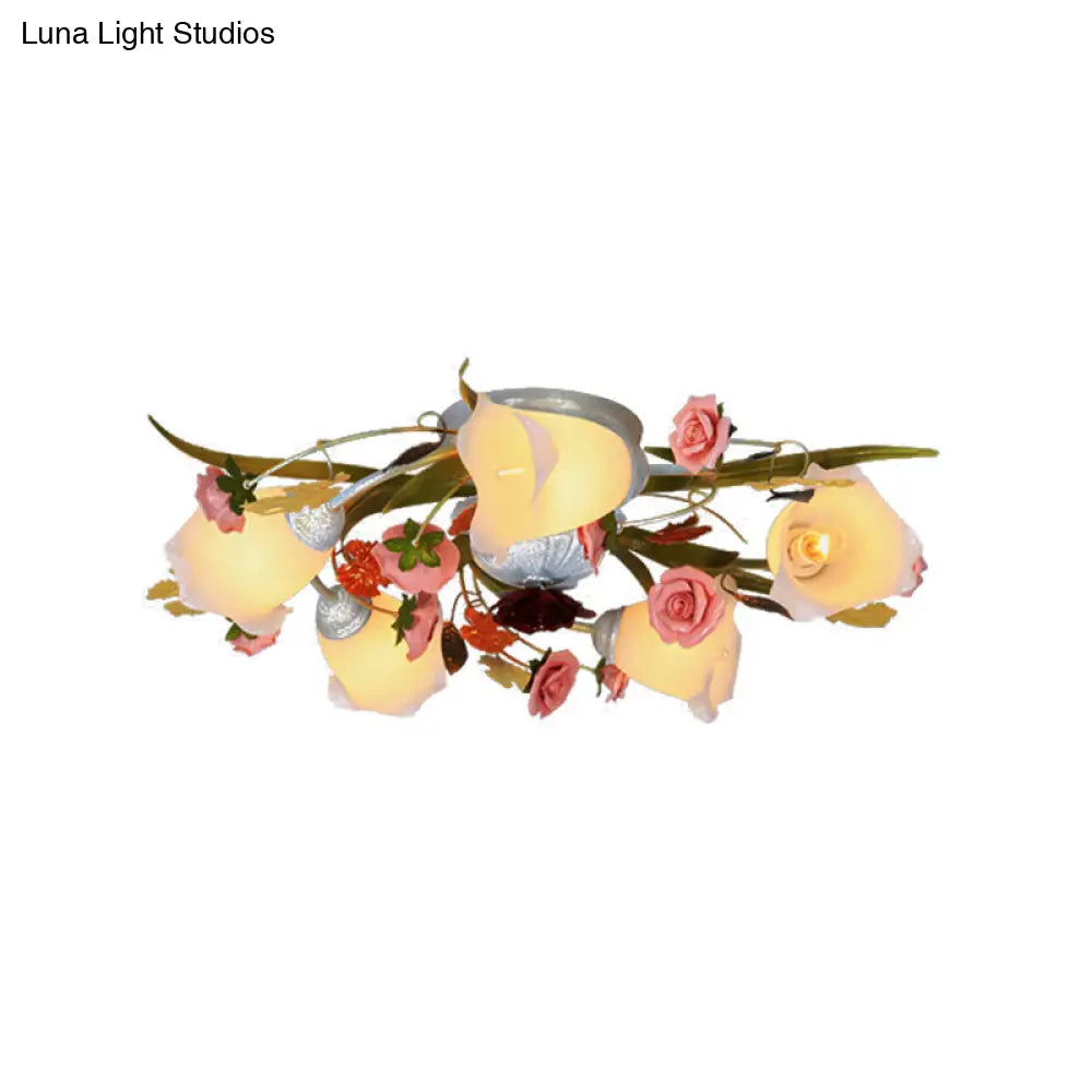 DecorBites™ DecorBites™ Sleek Metal Spiral Ceiling Light with Korean Flower Design - Ideal for Living Room