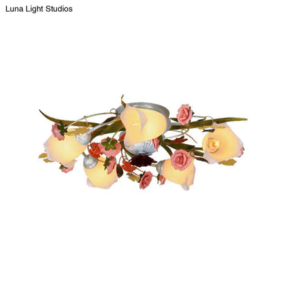 DecorBites™ DecorBites™ Sleek Metal Spiral Ceiling Light with Korean Flower Design - Ideal for Living Room