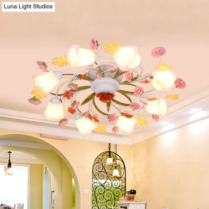 DecorBites™ DecorBites™ Sleek Metal Spiral Ceiling Light with Korean Flower Design - Ideal for Living Room