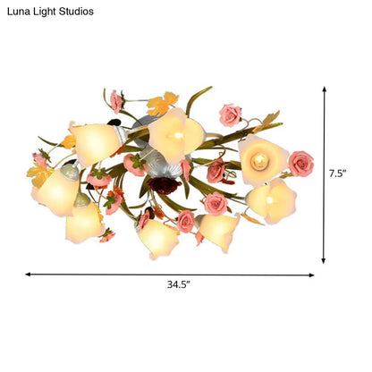 DecorBites™ DecorBites™ Sleek Metal Spiral Ceiling Light with Korean Flower Design - Ideal for Living Room