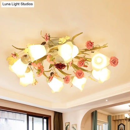 DecorBites™ DecorBites™ Sleek Metal Spiral Ceiling Light with Korean Flower Design - Ideal for Living Room