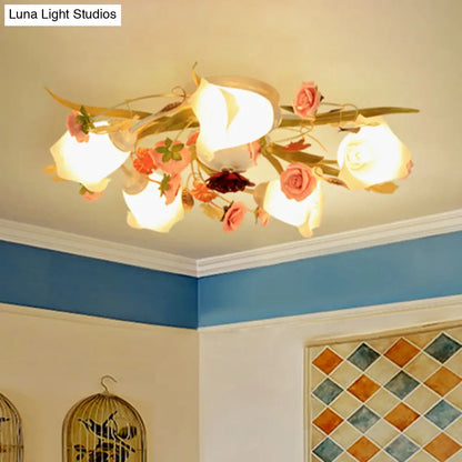 DecorBites™ DecorBites™ Sleek Metal Spiral Ceiling Light with Korean Flower Design - Ideal for Living Room