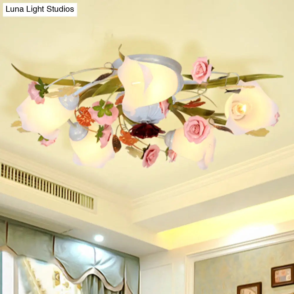 DecorBites™ DecorBites™ Sleek Metal Spiral Ceiling Light with Korean Flower Design - Ideal for Living Room