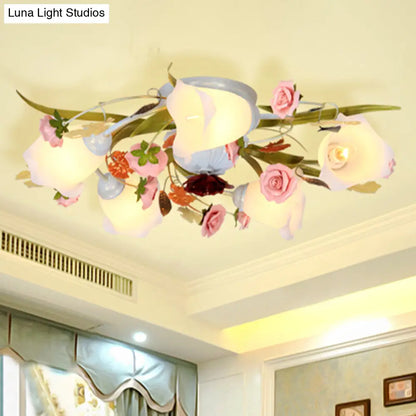 DecorBites™ DecorBites™ Sleek Metal Spiral Ceiling Light with Korean Flower Design - Ideal for Living Room