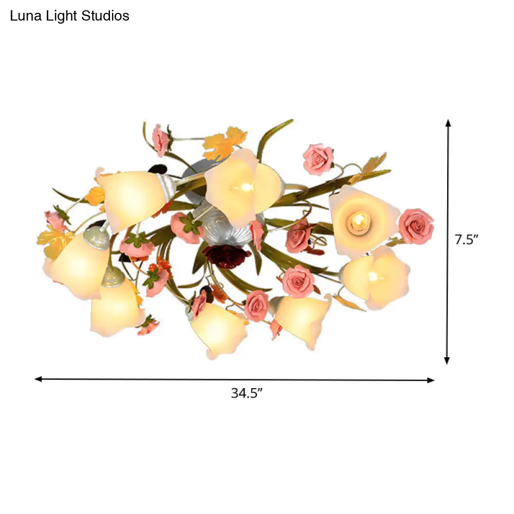 DecorBites™ DecorBites™ Sleek Metal Spiral Ceiling Light with Korean Flower Design - Ideal for Living Room