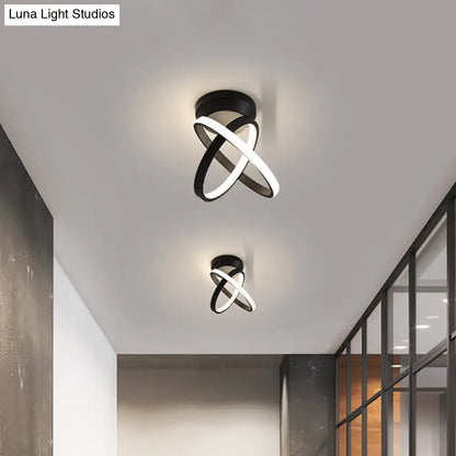 DecorBites™ DecorBites™ Sleek Metallic Black/White LED Flushmount Ceiling Lamp with Adjustable Warm/White Light - Minimalistic Ring Design