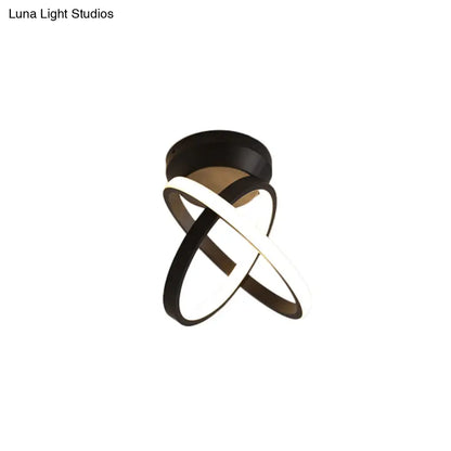 DecorBites™ DecorBites™ Sleek Metallic Black/White LED Flushmount Ceiling Lamp with Adjustable Warm/White Light - Minimalistic Ring Design