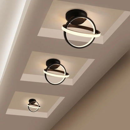 DecorBites™ DecorBites™ Sleek Metallic Black/White LED Flushmount Ceiling Lamp with Adjustable Warm/White Light - Minimalistic Ring Design