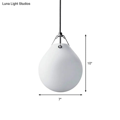 Sleek Minimalism Sphere Suspension Light in White Glass - 1 Head, 7"/10" Wide, Ideal for Restaurant Pendant Lighting