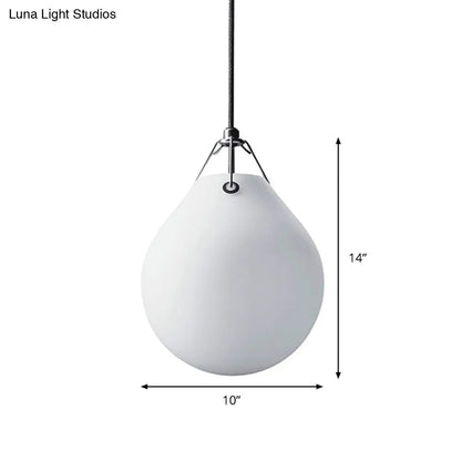 Sleek Minimalism Sphere Suspension Light in White Glass - 1 Head, 7"/10" Wide, Ideal for Restaurant Pendant Lighting