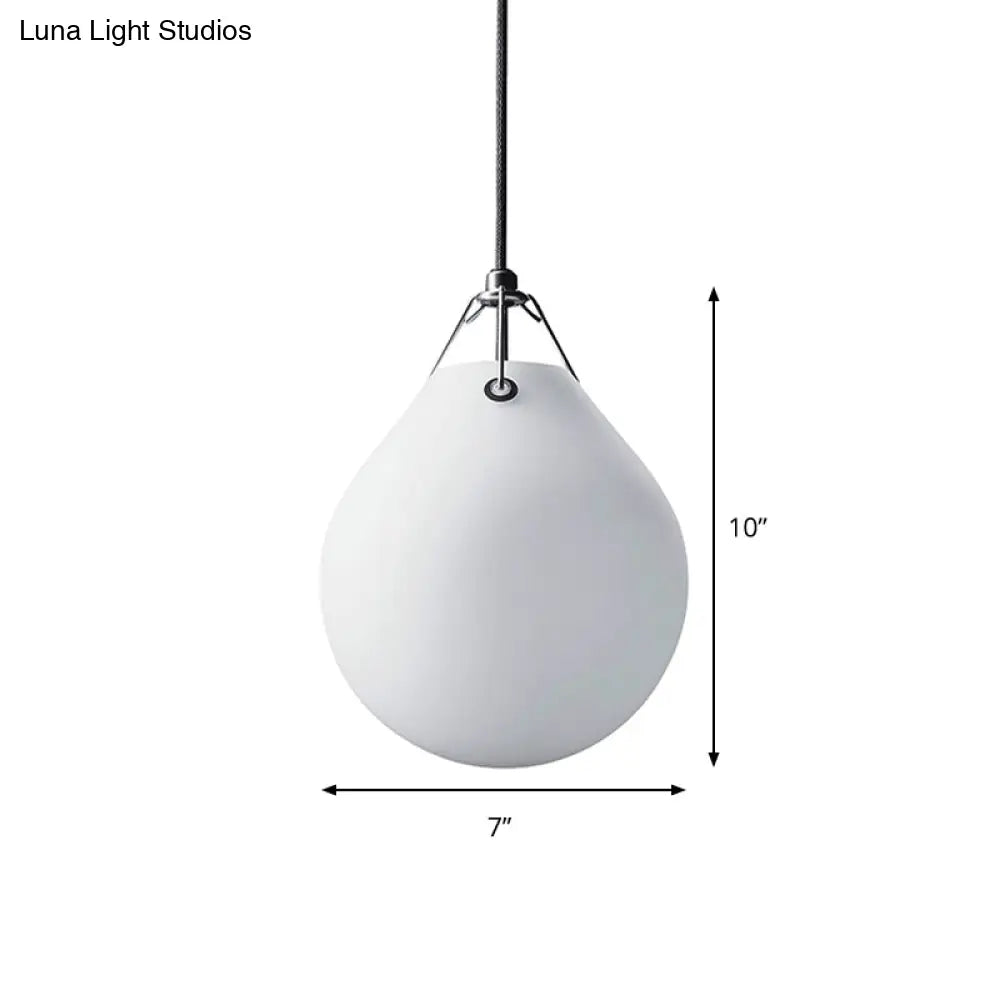 Sleek Minimalism Sphere Suspension Light in White Glass - 1 Head, 7"/10" Wide, Ideal for Restaurant Pendant Lighting