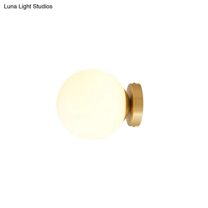DecorBites™ DecorBites™ Sleek Minimalist Single Entryway Flush Mount Ceiling Light with Gold Accent & White Glass