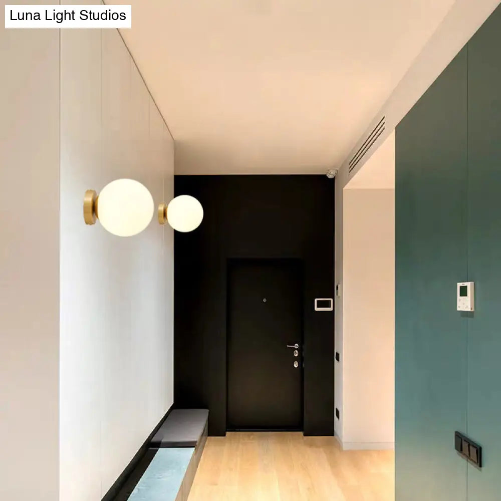 DecorBites™ DecorBites™ Sleek Minimalist Single Entryway Flush Mount Ceiling Light with Gold Accent & White Glass