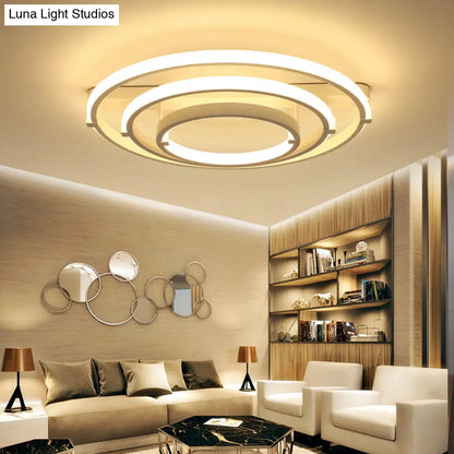 DecorBites™ DecorBites™ Sleek Minimalistic LED Semi Flush Ceiling Light in White for Living Room