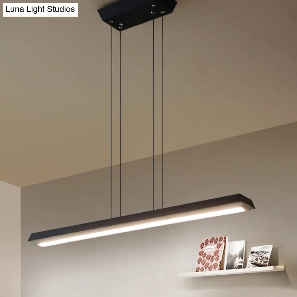 Sleek Modern Black LED Office Pendant Lighting - Stylish Slim Rectangular Linear Metal Shade - Ideal for Office Décor