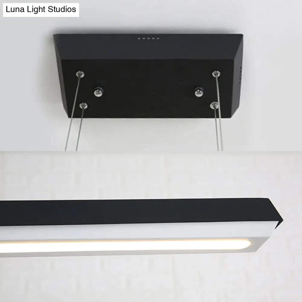 Sleek Modern Black LED Office Pendant Lighting - Stylish Slim Rectangular Linear Metal Shade - Ideal for Office Décor