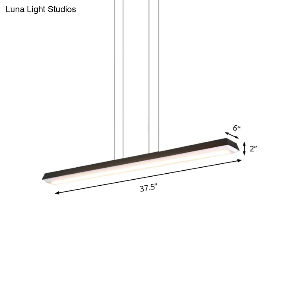 Sleek Modern Black LED Office Pendant Lighting - Stylish Slim Rectangular Linear Metal Shade - Ideal for Office Décor