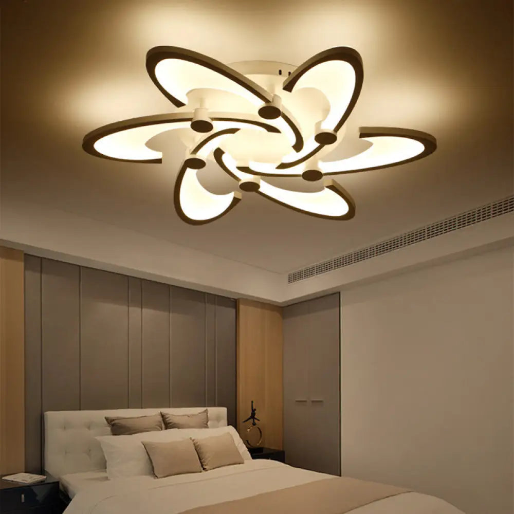 DecorBites™ DecorBites™ Sleek Modern Floral Flush Mount Lamp - 3/6/12-Head Acrylic Semi Flush Ceiling Light in Warm/White Light