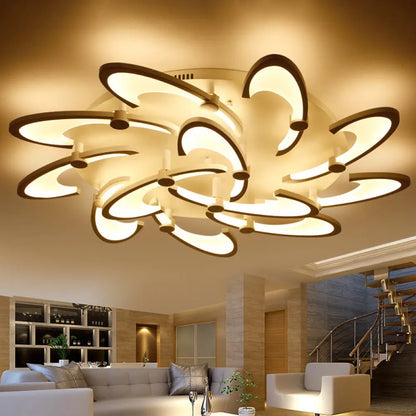 DecorBites™ DecorBites™ Sleek Modern Floral Flush Mount Lamp - 3/6/12-Head Acrylic Semi Flush Ceiling Light in Warm/White Light