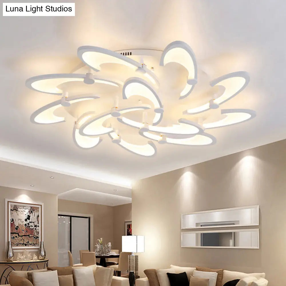 DecorBites™ DecorBites™ Sleek Modern Floral Flush Mount Lamp - 3/6/12-Head Acrylic Semi Flush Ceiling Light in Warm/White Light