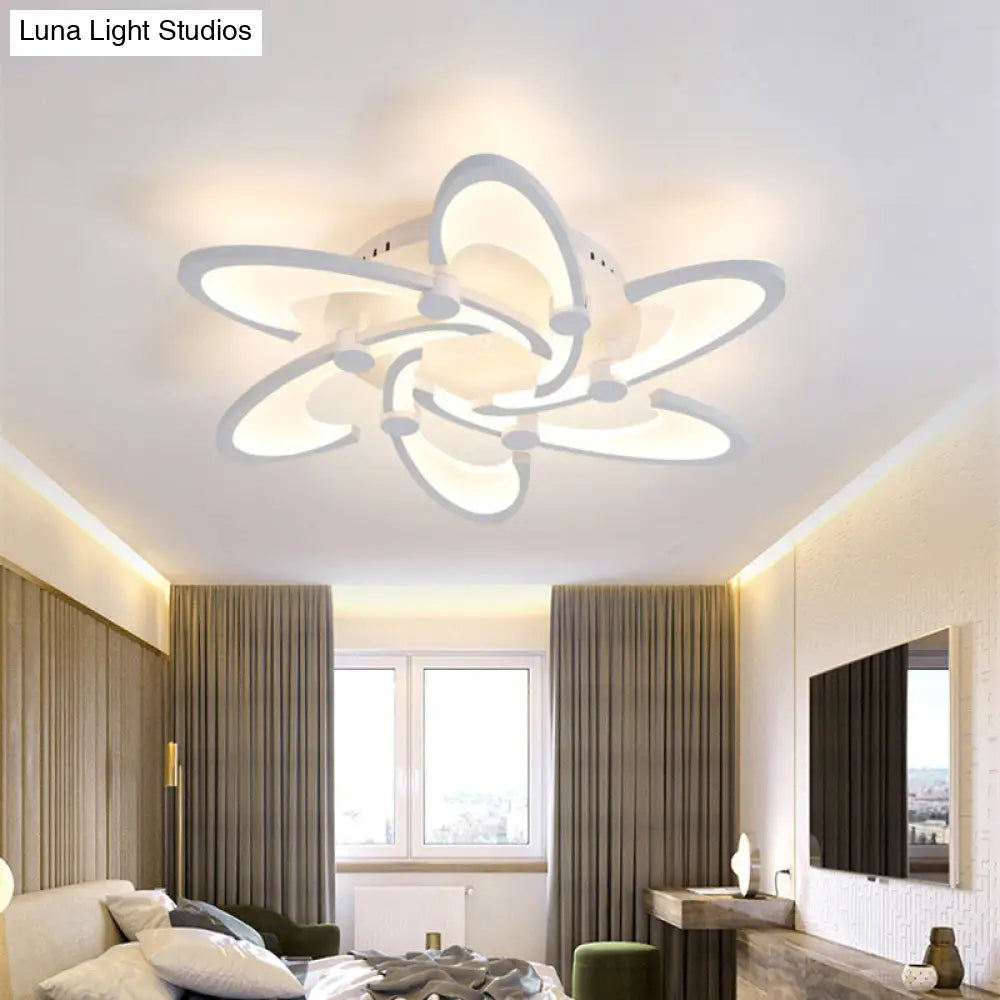 DecorBites™ DecorBites™ Sleek Modern Floral Flush Mount Lamp - 3/6/12-Head Acrylic Semi Flush Ceiling Light in Warm/White Light