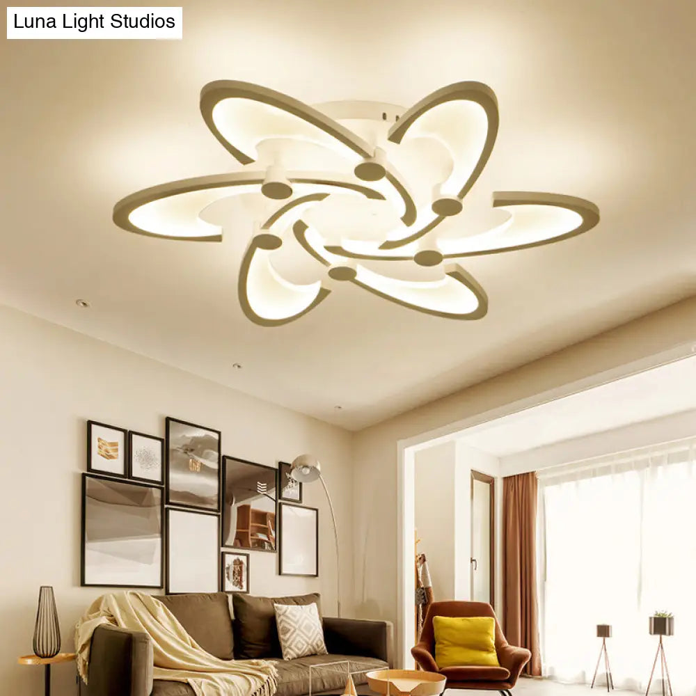DecorBites™ DecorBites™ Sleek Modern Floral Flush Mount Lamp - 3/6/12-Head Acrylic Semi Flush Ceiling Light in Warm/White Light