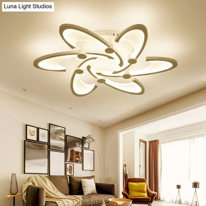 DecorBites™ DecorBites™ Sleek Modern Floral Flush Mount Lamp - 3/6/12-Head Acrylic Semi Flush Ceiling Light in Warm/White Light