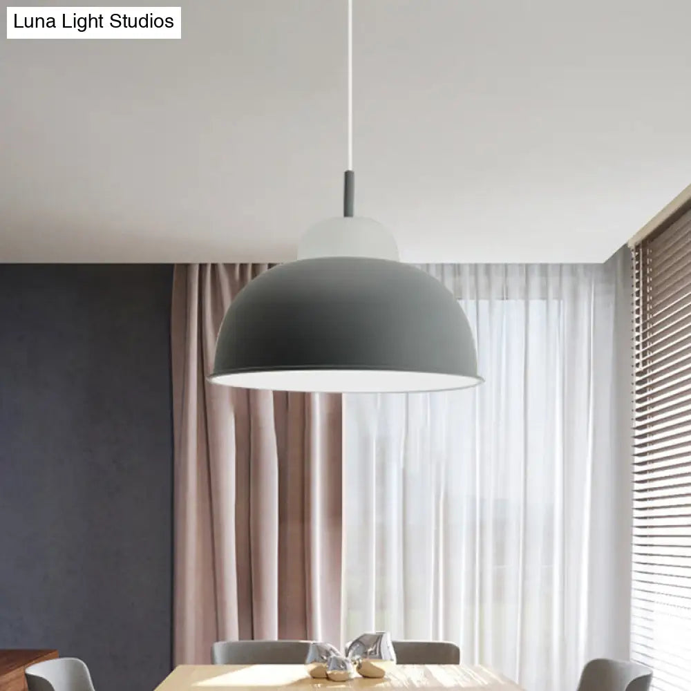 Sleek Monochrome Metal Suspension Light for Study Room - Single Light Hanging Lamp