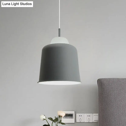 Sleek Monochrome Metal Suspension Light for Study Room - Single Light Hanging Lamp