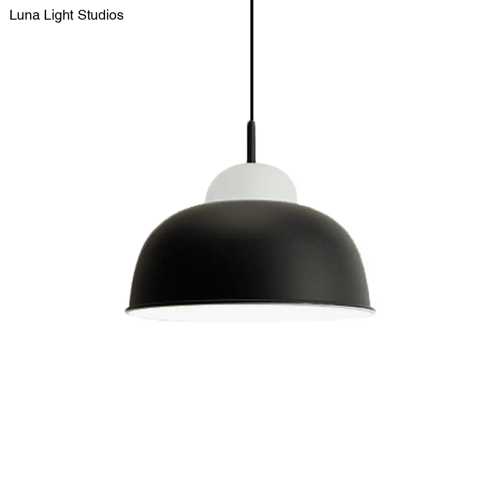 Sleek Monochrome Metal Suspension Light for Study Room - Single Light Hanging Lamp