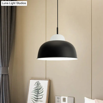 Sleek Monochrome Metal Suspension Light for Study Room - Single Light Hanging Lamp